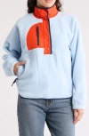 Thread & Supply Polar Fleece Half Snap Pullover In Light Blue Combo