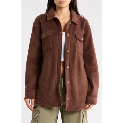 Thread & Supply Polar Fleece Shacket In Brown