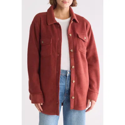 Thread & Supply Polar Fleece Shacket In Fired Brick