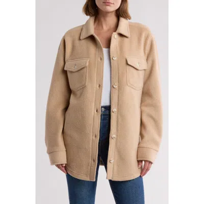 Thread & Supply Polar Fleece Shacket In Sesame