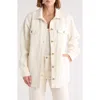 Thread & Supply Polar Fleece Shacket In White Assylum