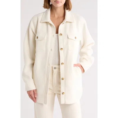 Thread & Supply Polar Fleece Shacket In White Assylum