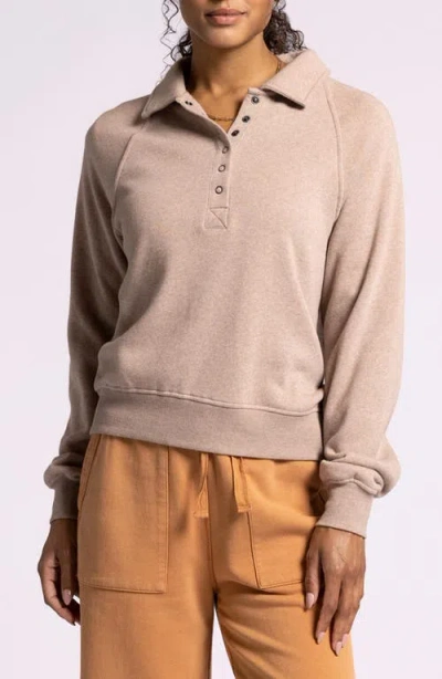 Thread & Supply Priscilla Cotton Blend Polo Sweatshirt In Brown