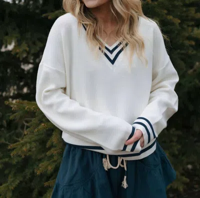 Thread & Supply Rebecca Sweater In Ivory/navy