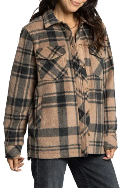 Thread & Supply Santa Fe Plaid Fleece Shirt Jacket In Brown