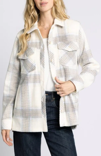 Thread & Supply Santa Fe Plaid Fleece Shirt Jacket In White