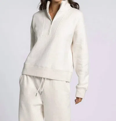Thread & Supply Serenity Fleece 1/4 Zip Pullover Sweatshirt In Heather Oatmeal In White