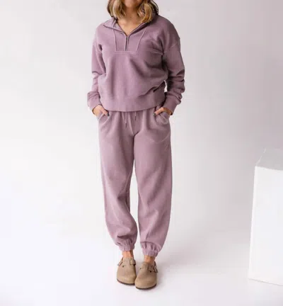 Thread & Supply Serenity Fleece Joggers In Dusty Lavender In Yellow