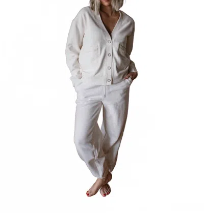 Thread & Supply Serenity Fleece Joggers In Heather Oatmeal In White