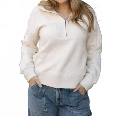 Thread & Supply Serenity Quarter Zip Top In Oatmeal In Multi