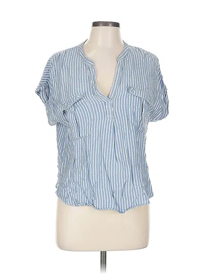 Pre-owned Thread & Supply Short Sleeve Blouse In Blue