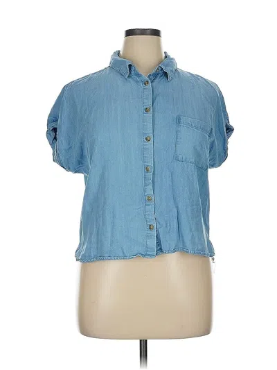 Pre-owned Thread & Supply Short Sleeve Blouse In Blue