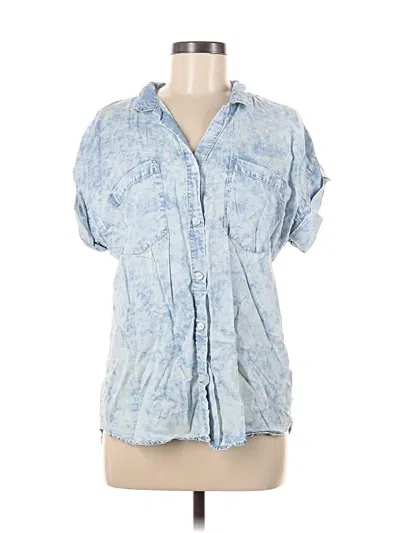 Pre-owned Thread & Supply Short Sleeve Blouse In Blue