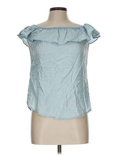 Pre-owned Thread & Supply Short Sleeve Blouse In Blue