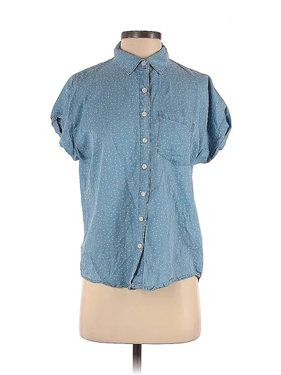 Pre-owned Thread & Supply Short Sleeve Button Down Shirt In Blue