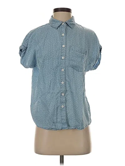 Pre-owned Thread & Supply Short Sleeve Button Down Shirt In Blue