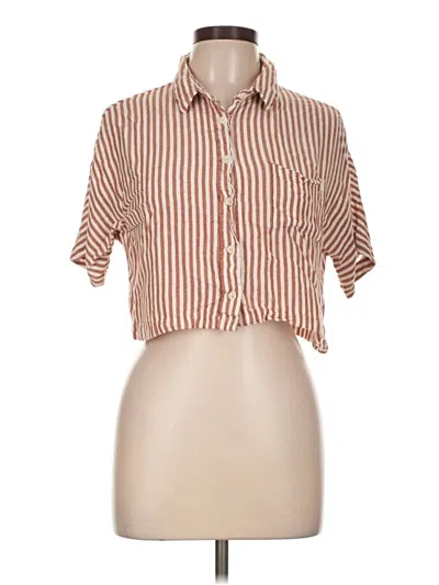 Pre-owned Thread & Supply Short Sleeve Button Down Shirt In Brown