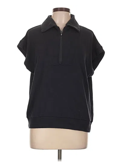 Pre-owned Thread & Supply Short Sleeve Top Black Collared Neckline Tops