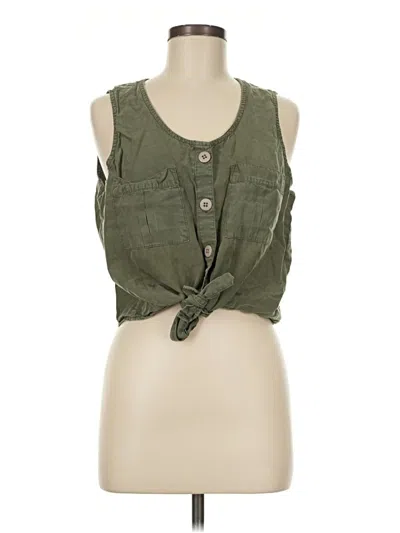 Pre-owned Thread & Supply Sleeveless Button Down Shirt In Green