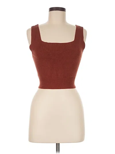 Pre-owned Thread & Supply Sleeveless Top Burgundy Strapless Neckline Tops