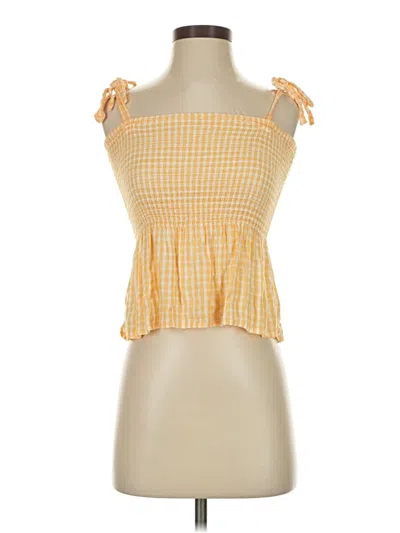 Pre-owned Thread & Supply Sleeveless Top Orange Checkered/gingham Pattern Strapless Neckline Tops