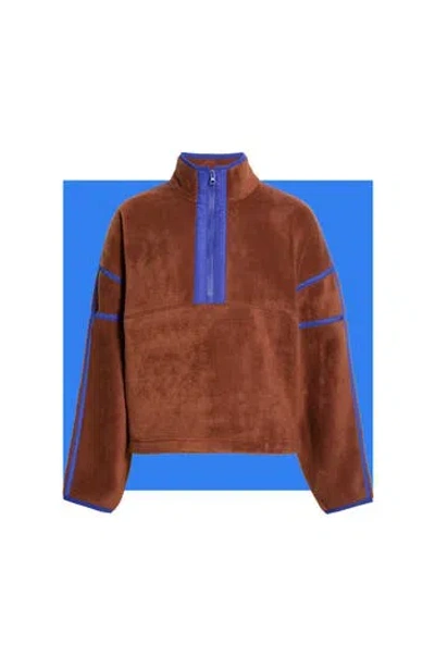 Thread & Supply Soft Faux Shearling Half-zip Pullover In Caramel