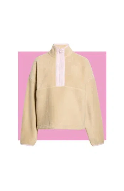 Thread & Supply Soft Fleece Half Zip Pullover In Warm Sand