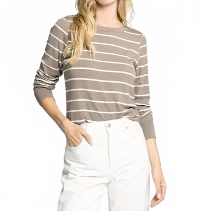 Thread & Supply Stacy Long-sleeved Top In Taupe/white In Neutral