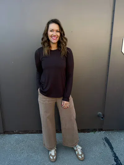 Thread & Supply Stassia Crew Neck Tee In Coffee Bean In Black