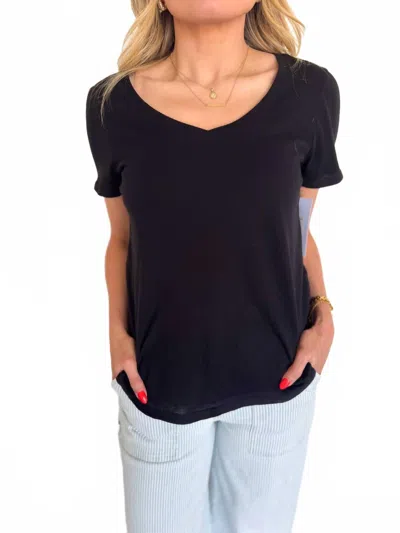 Thread & Supply Sutton V Neck Tee In Black