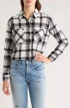 Thread & Supply Tia Plaid Crop Button-up Shirt In Black White Plaid