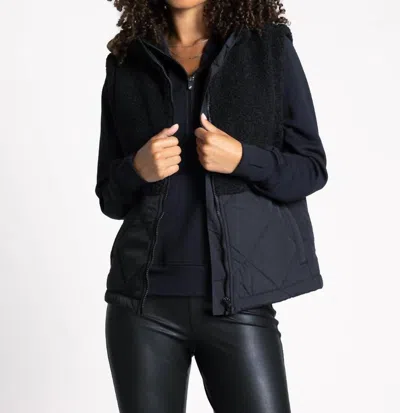 Thread & Supply Tundra Zipper Front Vest In Black In Blue