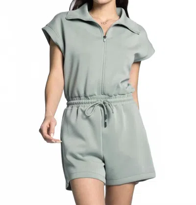 Thread & Supply Valentine Short Sleeve Romper In Dusty Jade In Multi