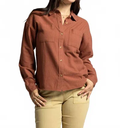 Thread & Supply Vermont Button Down Stripe Shirt In Rust In Multi