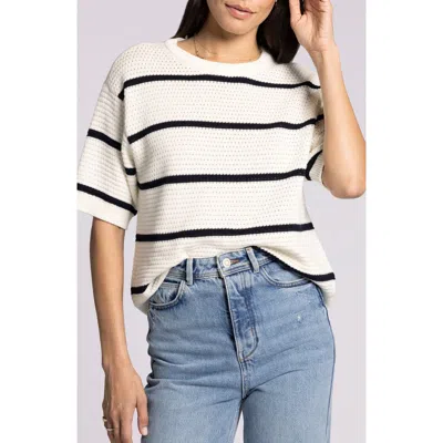 Thread & Supply Viola Stripe Short Sleeve Cotton Sweater