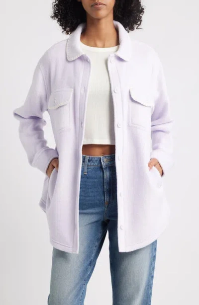 Thread & Supply Whipstitch Detail Polar Fleece Shirt Jacket In Purple