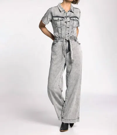 Thread & Supply Willie Jumpsuit In Black Wash In Gray