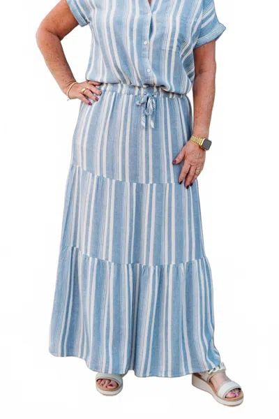 Thread & Supply Women's Benny Skirt In Blue Ivory Stripe In Multi
