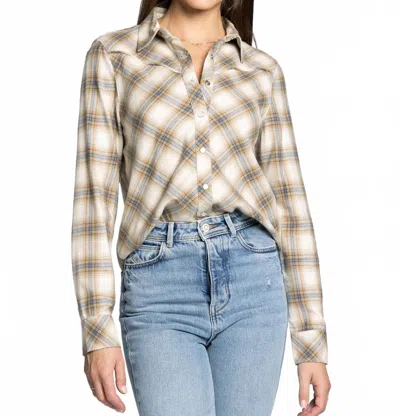 Thread & Supply Yana Collared Shirt In Cream Blue Plaid In Neutral