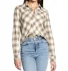 Thread & Supply Yana Pearl Snap Plaid Shirt In Cream Blue Plaid In Multi