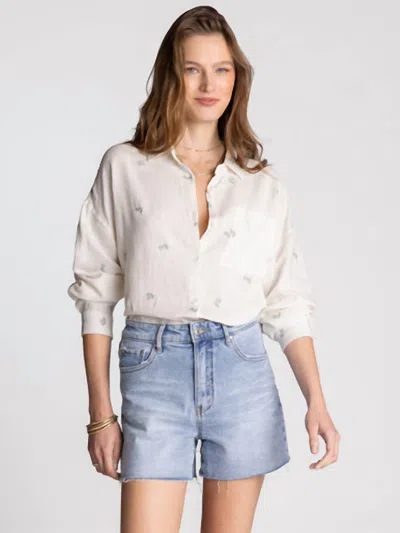 Thread & Supply Yesenia Button Down Shirt In Ivory Blue Floral In Multi