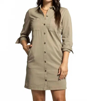 Thread & Supply Zula Button Down Dress In Fungi In Brown