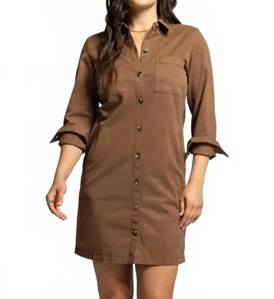 Thread & Supply Zula Button Down Dress In Soft Silt In Brown