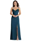 Thread Bridesmaid Cowl-neck A-line Maxi Dress With Adjustable Straps