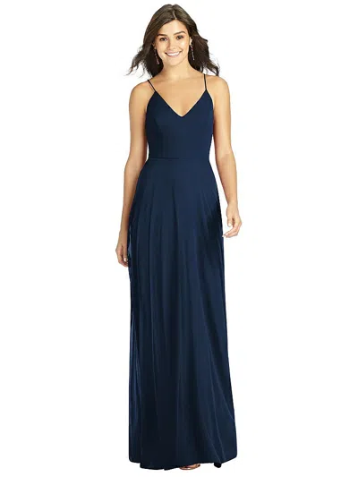 Thread Bridesmaid Criss Cross Back A-line Maxi Dress In Blue