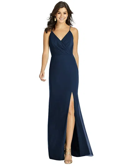 Thread Bridesmaid Criss Cross Back Mermaid Wrap Dress In Blue