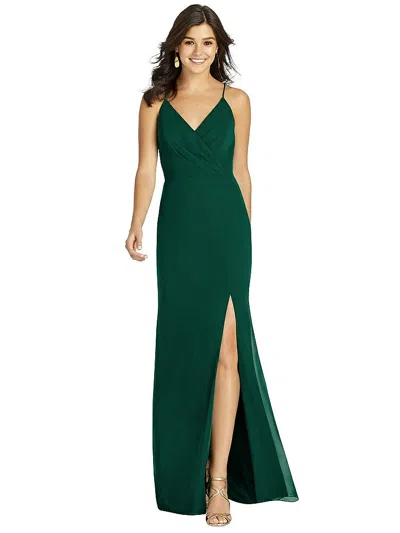 Thread Bridesmaid Criss Cross Back Mermaid Wrap Dress In Green