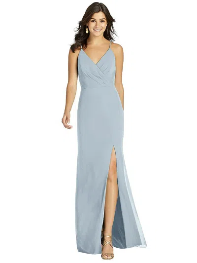 Thread Bridesmaid Criss Cross Back Mermaid Wrap Dress In Blue