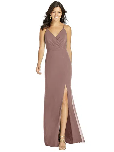 Thread Bridesmaid Criss Cross Back Mermaid Wrap Dress In Brown