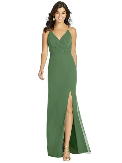 Thread Bridesmaid Criss Cross Back Mermaid Wrap Dress In Green